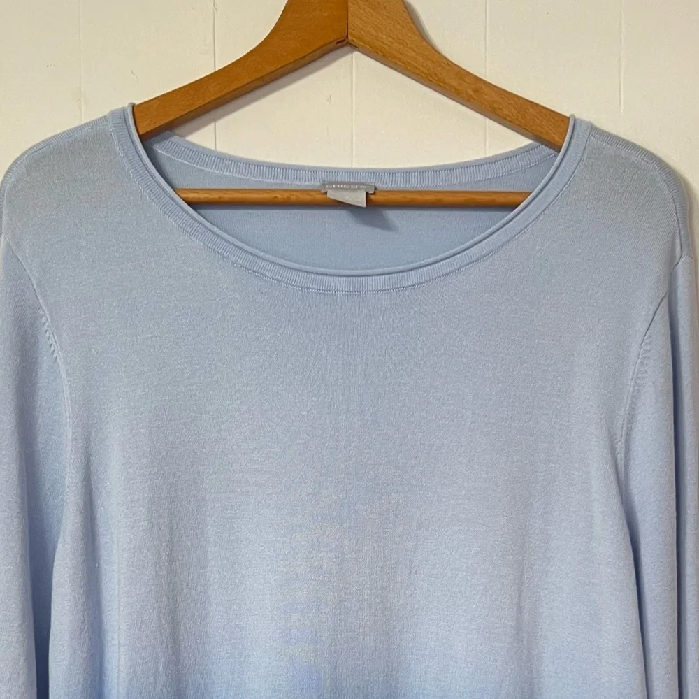 Chico’s Blue Ombre Lightweight Coastal Casual Sweater Tunic Top Size 2 US L
